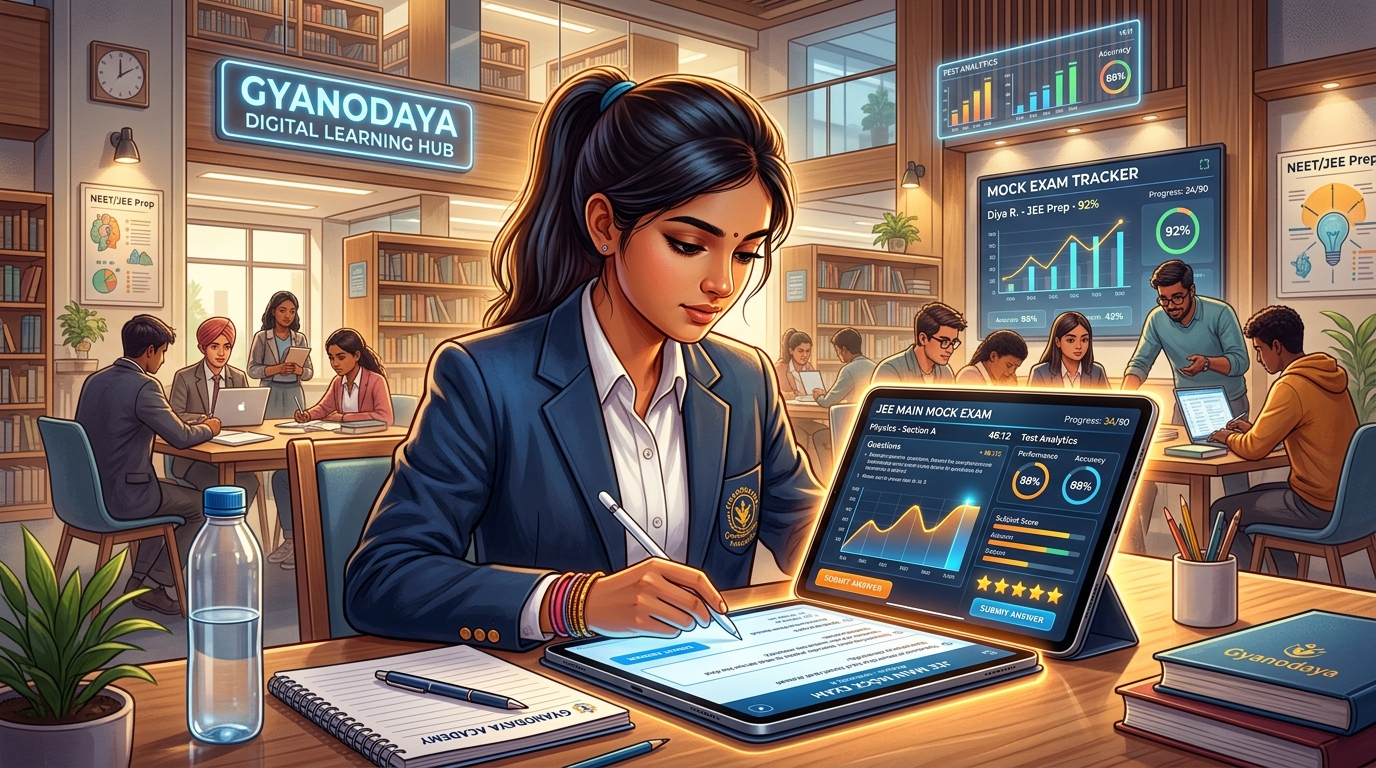 Student taking online mock tests